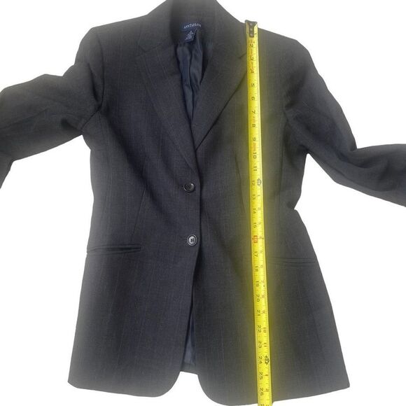 Ann Taylor Plaid 2 Button Slit Pocket Gray Blazer Jacket Size 4 Wool Blend, S23 - Picture 3 of 9